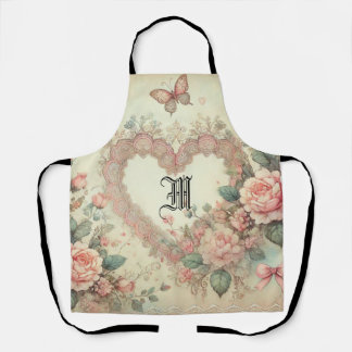 Ouderwetse Pastel Waterverf Boho Bloemhartjes Schort