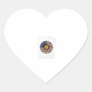 Ouderwetse Patriotische Madeliefjes Bloem Vector D Hart Sticker