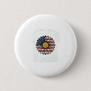 Ouderwetse Patriotische Madeliefjes Bloem Vector D Ronde Button 5,7 Cm