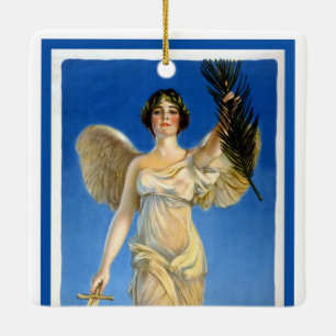 Ouderwetse patriotische vrouwelijke engel, Koop oo Keramisch Ornament