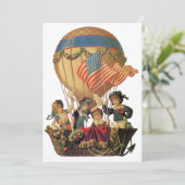 Ouderwetse Patriottisch, Heet Luchtballon Kinderfe Kaart (Staand voorkant)