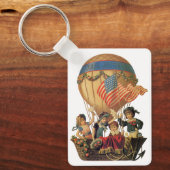Ouderwetse Patriottisch, Kinderen in een Heet Luch Sleutelhanger (Voorkant)