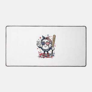 Ouderwetse Patriottische Honkbal Mascotte T-shirt Bureaumat
