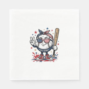 Ouderwetse Patriottische Honkbal Mascotte T-Shirt Servet