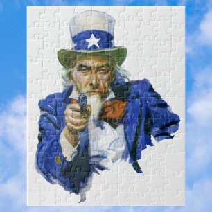 Ouderwetse Patriottische Oom Sam met Sterrenhoed e Legpuzzel