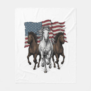 Ouderwetse Patriottische Rennende Paarden Vector D Fleece Deken