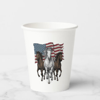 Ouderwetse Patriottische Rennende Paarden Vector D Papieren Bekers