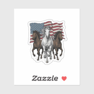 Ouderwetse Patriottische Rennende Paarden Vector D Sticker