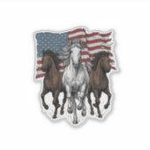 Ouderwetse Patriottische Rennende Paarden Vector D Sticker (Voorkant)