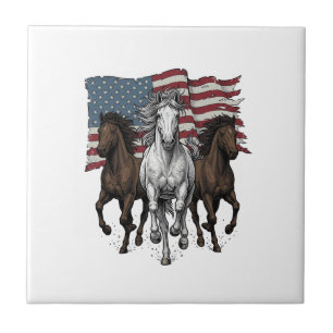 Ouderwetse Patriottische Rennende Paarden Vector D Tegeltje
