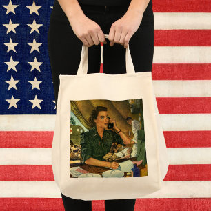 Ouderwetse Patriottische, Verpleegster op Telefoon Tote Bag