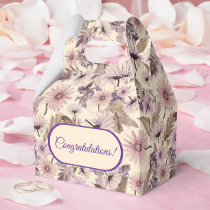 Ouderwetse perzik- en roze wilde bloemen bedankdoosjes