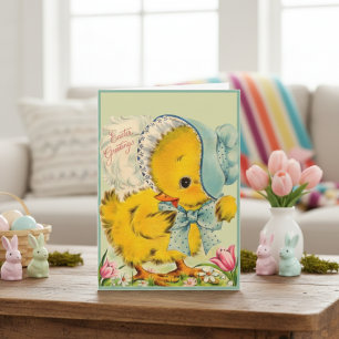 Ouderwetse Retro Baby Kuiken Pasen Groeten Custom Feestdagen Kaart