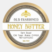 Ouderwetse Retro Honing Boter met Bijen Ronde Sticker (Voorkant)
