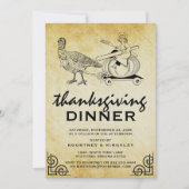 Ouderwetse Retro Kalkoen Diner Thanksgiving Kaart (Voorkant)