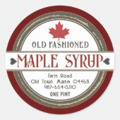 Ouderwetse Retro Maple Syrup Harten en Blad Ronde Sticker (Voorkant)