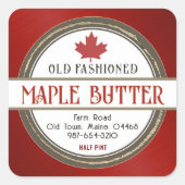 Ouderwetse Retro Maple Syrup Harten en Blad Vierkante Sticker (Voorkant)