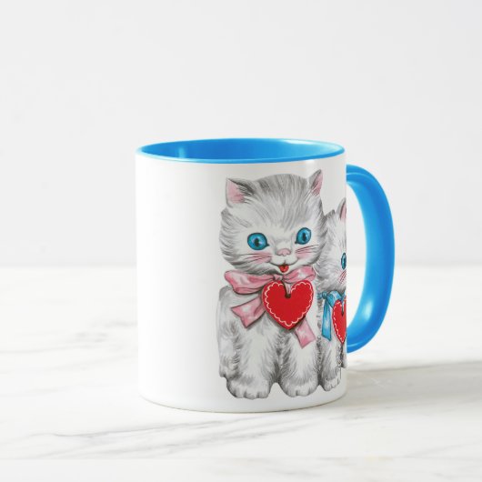 Ouderwetse Retro Valentijnsdag Katten, Mooie Kitte Mok (Voorkant rechts)