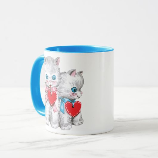 Ouderwetse Retro Valentijnsdag Katten, Mooie Kitte Mok (Voorkant links)