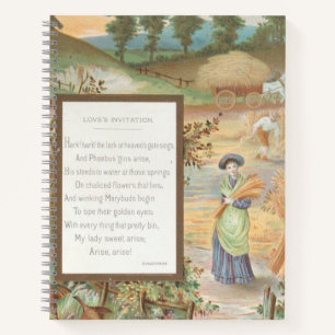 Ouderwetse Retro Valentijnsdag, landschap van het Notitieboek