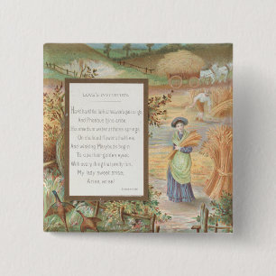 Ouderwetse Retro Valentijnsdag, landschap van het Vierkante Button 5,1 Cm