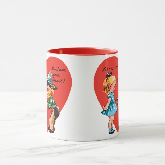 Ouderwetse Retro Valentijnsdag, Meisje met Cowboy Mok (Midden)