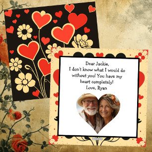 Ouderwetse rode bloemenpersoonlijke Valentijnsdag Feestdagenkaart