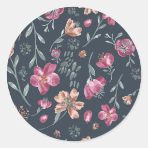 Ouderwetse rode en bruine herfst bloemenpatroon ronde sticker
