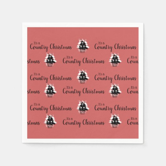 Ouderwetse rode kerstbomen servet (Voorkant)