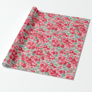 Ouderwetse rode roos bloempatroon cadeaupapier