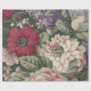 Ouderwetse rode roze blauwe witte bloemen schilder cadeaupapier
