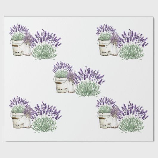 Ouderwetse Roestige Lavendel Wit Cadeaupapier (Vlak)