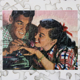 Ouderwetse romantiek, geliefden op de middelbare s legpuzzel
