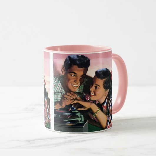 Ouderwetse romantiek, geliefden van de middelbare mok (Voorkant rechts)