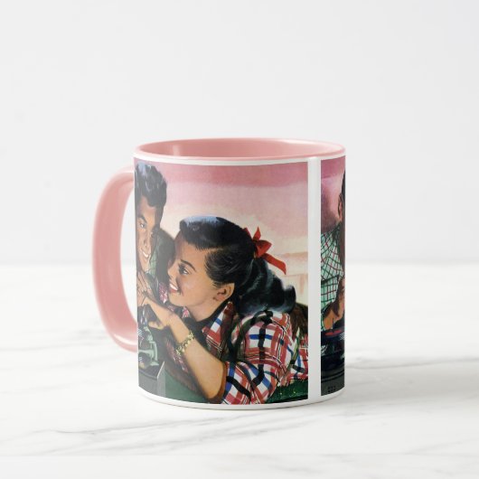 Ouderwetse romantiek, geliefden van de middelbare mok (Voorkant links)