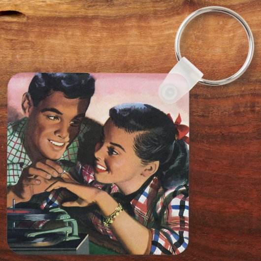 Ouderwetse romantiek, geliefden van de middelbare sleutelhanger (Achterkant)