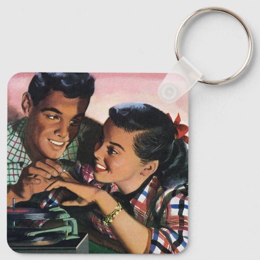 Ouderwetse romantiek, geliefden van de middelbare sleutelhanger (Achterkant)