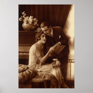 Ouderwetse romantische muziek, liefde- en romantie poster