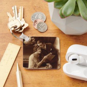 Ouderwetse romantische muziek, liefde- en romantie sleutelhanger