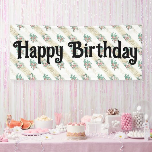 Ouderwetse Roos Patroon - Aangepaste Banner (Feest)