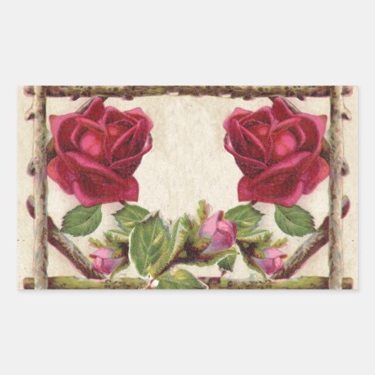 Ouderwetse roos roestig Victoriaans antiek Rechthoekige Sticker (Voorkant)