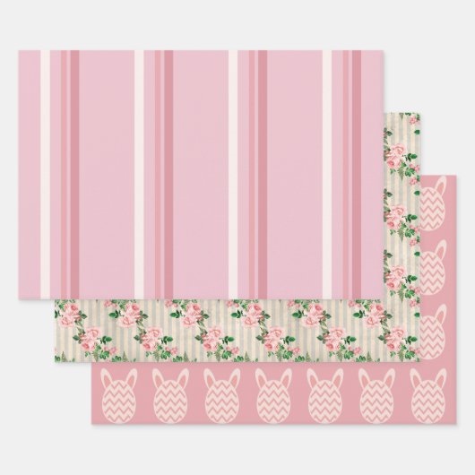 Ouderwetse roze Pasen Inpakpapier Vel (Set)