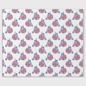 ouderwetse roze Penny Farthing Pattern Cadeaupapier (Vlak)