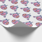  ouderwetse roze Penny Farthing Pattern Cadeaupapier (Hoek)