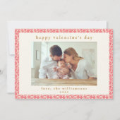 Ouderwetse Roze Rood Bloem Foto Valentijnsdag Feestdagenkaart (Voorkant)