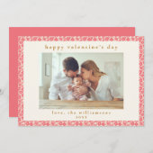 Ouderwetse Roze Rood Bloem Foto Valentijnsdag Feestdagenkaart (Voorkant / Achterkant)
