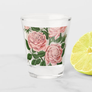 Ouderwetse Roze Roos Botanische Cottagecore Kunst Shot Glas