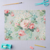 Ouderwetse Roze Roos Shabby Chic Bloempatroon Tissuepapier (Craft)
