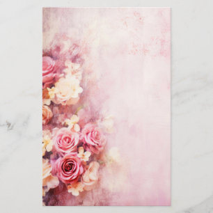 Ouderwetse Roze Rozen Briefpapier