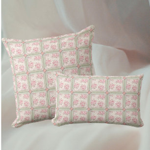 Ouderwetse Roze Rozen Patchwork Kussen